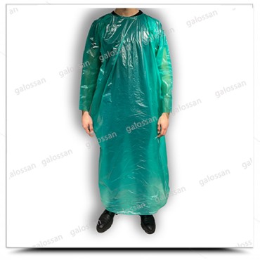 Tek kullanımlık Uzun Kollu Naylon Önlük Yeşil 50'li